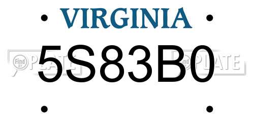 5S83B0 Virginia License Plate
