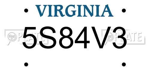 5S84V3 Virginia License Plate