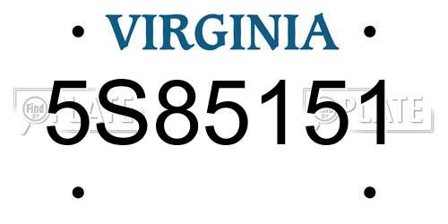 5S85151 Virginia License Plate