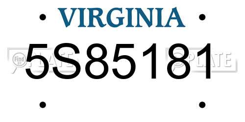 5S85181 Virginia License Plate
