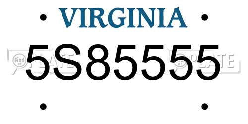 5S85555 Virginia License Plate