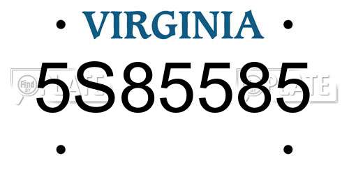 5S85585 Virginia License Plate