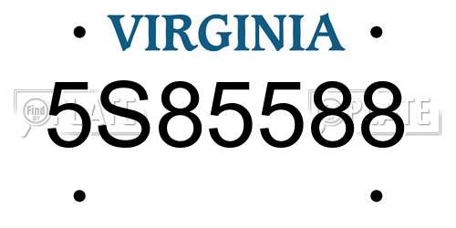 5S85588 Virginia License Plate