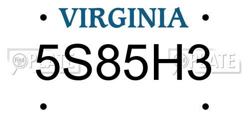 5S85H3 Virginia License Plate