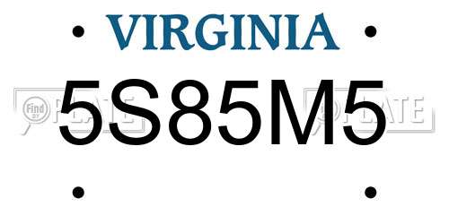 5S85M5 Virginia License Plate