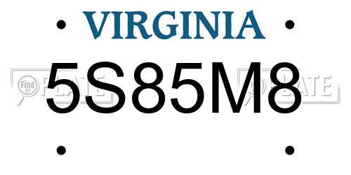 5S85M8 Virginia License Plate