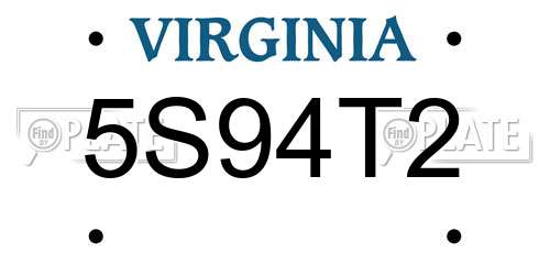 5S94T2 Virginia License Plate