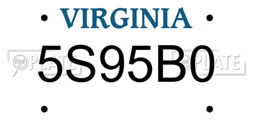 5S95B0 Virginia License Plate