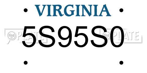 5S95S0 Virginia License Plate