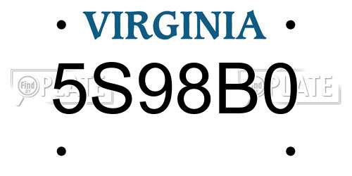 5S98B0 Virginia License Plate