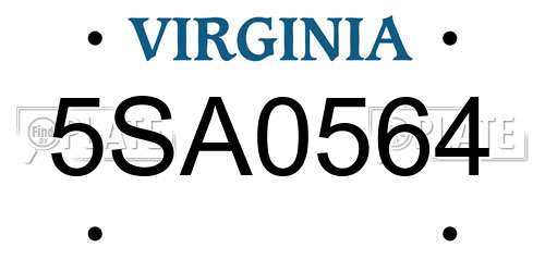 5SA0564 Virginia License Plate