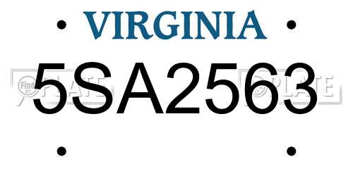 5SA2563 Virginia License Plate