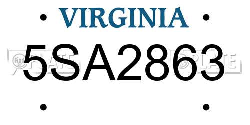 5SA2863 Virginia License Plate