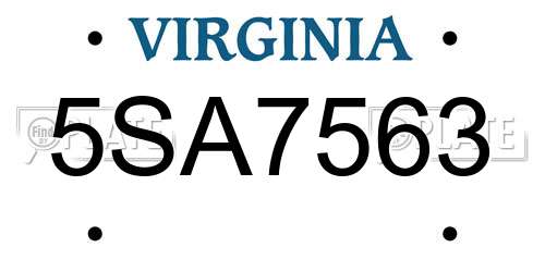 5SA7563 Virginia License Plate