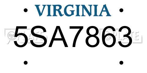 5SA7863 Virginia License Plate