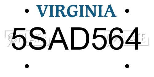 5SAD564 Virginia License Plate
