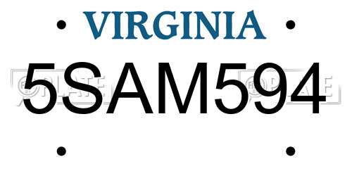 5SAM594 Virginia License Plate