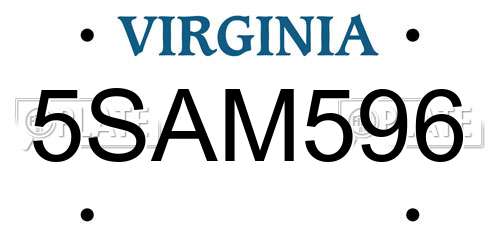 5SAM596 Virginia License Plate