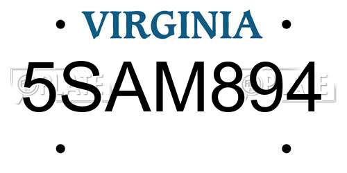 5SAM894 Virginia License Plate