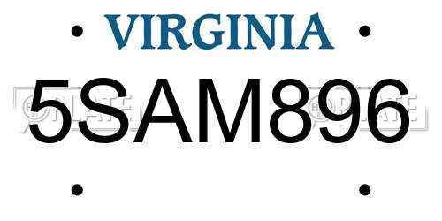5SAM896 Virginia License Plate
