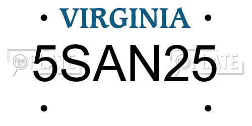 5SAN25 Virginia License Plate