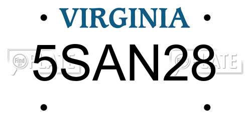 5SAN28 Virginia License Plate