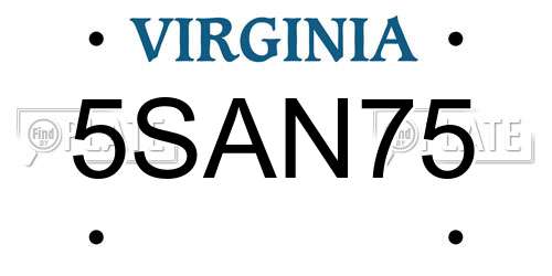 5SAN75 Virginia License Plate