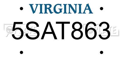 5SAT863 Virginia License Plate