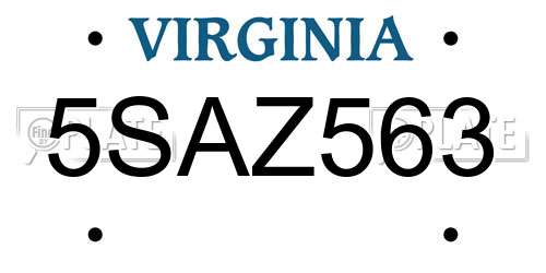 5SAZ563 Virginia License Plate