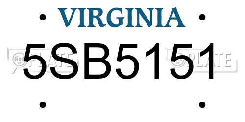 5SB5151 Virginia License Plate