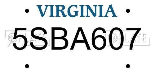 5SBA607 Virginia License Plate