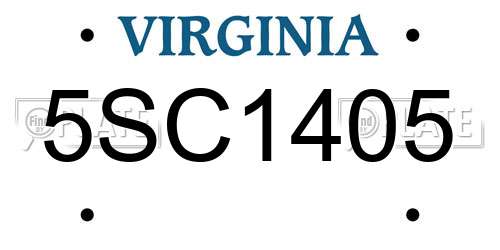 5SC1405 Virginia License Plate