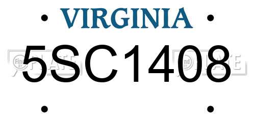 5SC1408 Virginia License Plate