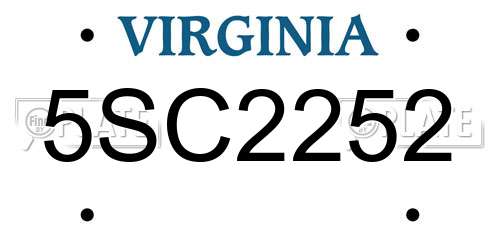 5SC2252 Virginia License Plate