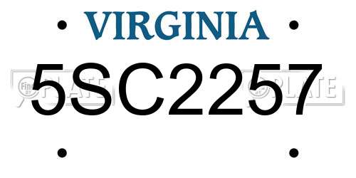 5SC2257 Virginia License Plate