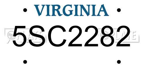 5SC2282 Virginia License Plate