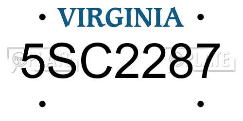 5SC2287 Virginia License Plate