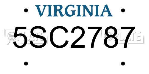 5SC2787 Virginia License Plate