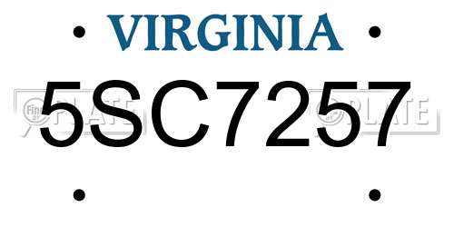 5SC7257 Virginia License Plate