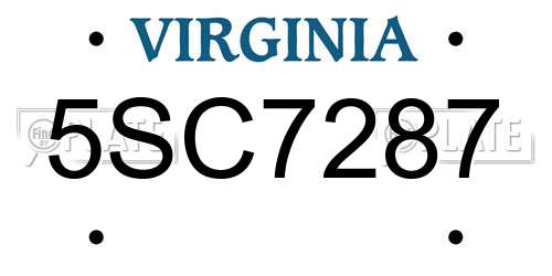 5SC7287 Virginia License Plate