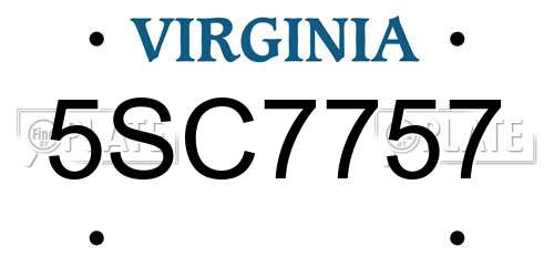 5SC7757 Virginia License Plate