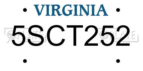 5SCT252 Virginia License Plate