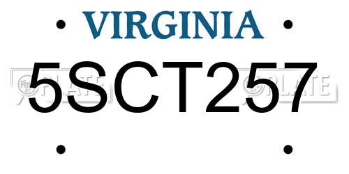 5SCT257 Virginia License Plate