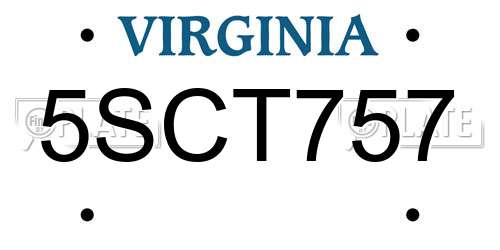 5SCT757 Virginia License Plate