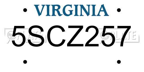 5SCZ257 Virginia License Plate