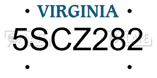 5SCZ282 Virginia License Plate
