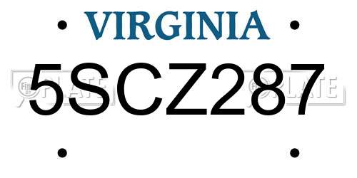 5SCZ287 Virginia License Plate