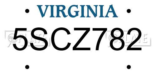 5SCZ782 Virginia License Plate