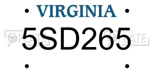 5SD265 Virginia License Plate