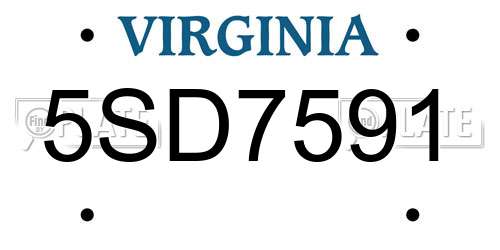 5SD7591 Virginia License Plate